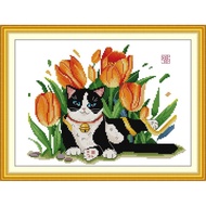 Joy Sunday Stamped Cross Stitch Ktis DMC Threads Chinese Cross Stitch Set DIY Needlework Embroidery Kit-Cat 5