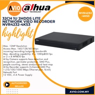 Dahua 32CH 32 Channel 5MP 5 Megapixel 8MP Lite IP Network CCTV NVR Recorder 1U 2HDD Bay NVR4232-4KS3