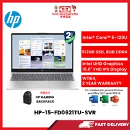 HP-15-FD0621TU-SVR-INTELCORE5-120U,8GBR4,512GBSSD,INTELIRIS,15.6"FHD,W1164,2YRS,H&S
