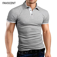 FAVOCENT New Men's Polo Shirt Lapel Casual Short-Sleeved Stitching Men Polo Shirt Male Pullover Top T Shirt