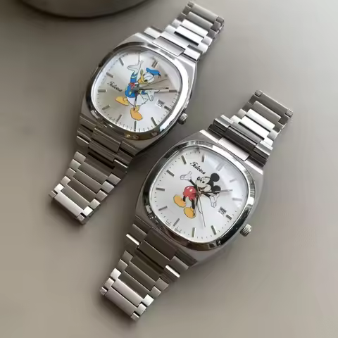 New Disney Mickey Donald Duck Couple Watch High-end Second-hand Steel Strap Light Luxury Men's and W