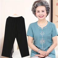 Old man s summer suit granny outfit middle-aged women 50-60-70-80 years old mother short sleeve cott