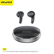 Awei T75 TWS Bluetooth Earphone Mini Wireless Earbuds Sport Bluetooth 5.3 Headset with Charging Box Mic Support Call Video earphones for iphone Samsung Huawei