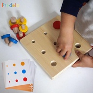 predolo Montessori Wooden Board Game Matching Game Screwing Blocks Natural 6 Cue Cards Screwing Toys
