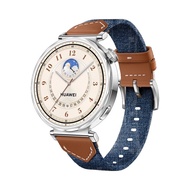 สายนาฬิกาผ้าปะการังแบบถักพร้อมหนังแท้ สายนาฬิกาผู้หญิง Huawei GT5 WatchGT4 pro Smartwatch สายนาฬิกาผ