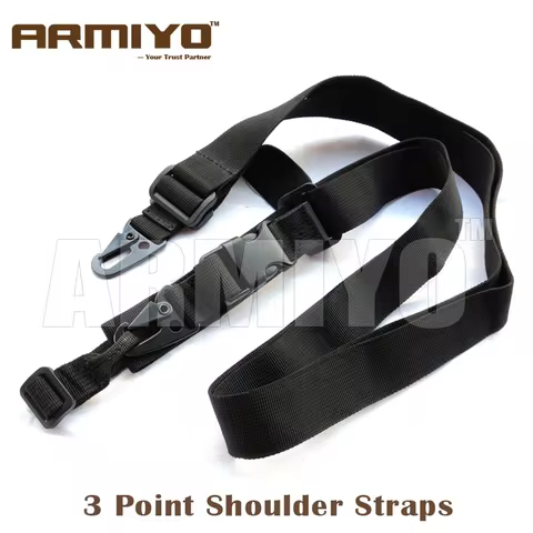 Armiyo Tactical Outdoor 1/2/3 Point Adjustable Shoulder Strap Sling Nylon Belt Clip/Metal Mount Hunt