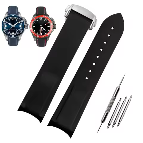20mm 22mm Curved End Rubber Watchband For Hamilton Kaki Frogman H777050 H778050 Strap Diving Silicon