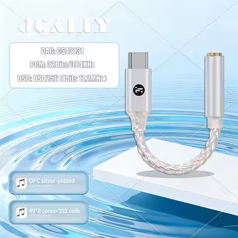 JCALLY JM20 MAX USB C to 3.5mm HiFi DAC Adapter CS43131 Digital Audio Decoder 32bit 384kHz PCM DSD25