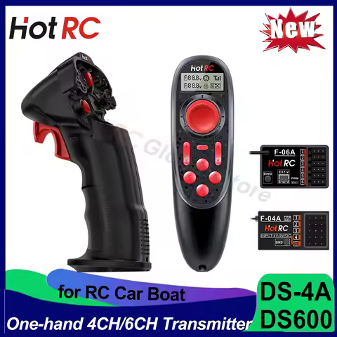 HotRC DS4A DS600 4/6 Channels Single-handed Operation RC Radio Transmitter with Receiver for RC Car 