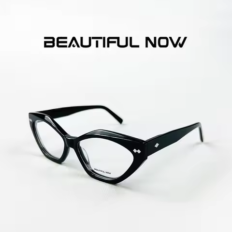 BEAUTIFUL NOW Stylish Black Cat Eye Glasses for Women Vintage Fashion Optical Frames with Clear Lens