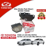 Toyota Rear Disc Brake Pad 04466-YZZAE Vios/Altis NCP42,ZZE121/122,ZZT231 (4pcs)