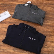 tommy hilfiger original men zipper cardigan trendy loose sweatshirt plus velvet jacket Jaket Lelaki 