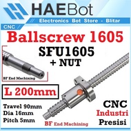 MESIN [HAEBOT] Ballscrew Ball screw SFU1605 SFU 1605 200mm 20cm End Machined + Nut Router Milling CN