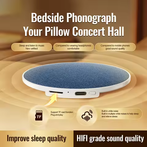 Wireless Pillow Sleep Aid Speaker 360° Surround Sound Bluetooth 5.4 HiFi Stereo Dynamic Music Player