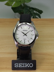 SEIKO QUARTZ นาฬิกาผู้ชาย SGEG59P2 หน้าปัดสีขาว สายหนังแท้ ช่องบอกวันที่ ประกันศูนย์ไซโก้