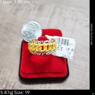 Emas916, Cincin Rt Coco Padu 1.0 cm Pd 8216 P455 19