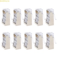 Doublebuy 10Pcs Cat6 8-Pin RJ45 8P8C Shielded Stranded Crimp Modular Plug Connector Socket