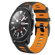 全城熱賣 - 適用於 三星 Galaxy Watch 5 Pro 45mm 20mm 雙色硅膠錶帶（黑+橙）