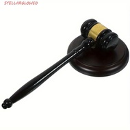 STELLARGLOW Wooden Judge Hammer, Long Handle with Sound Block Wood Adjudgement Gavel, Delicate comfo