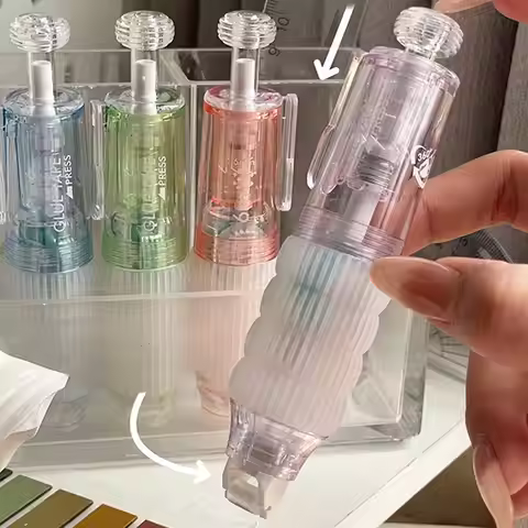 Press Type Glue Pen Erasable & Strong Adhesion Refillable Solid Glue Stick for Scrapbooking Cardmaki