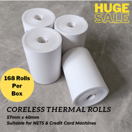 NETS thermal paper roll receipt 57x40 mm 168 rolls (coreless)