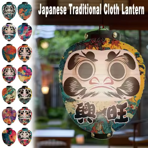 27x35cm Japanese Traditional Cloth Lantern Bodhidharma Pattern Lantern Advertising Restaurant Cuisin