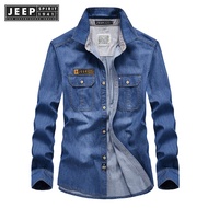 Jeep Spirit 1941 estd long sleeved solid color shirt fashionable casual slim fit shirt for men