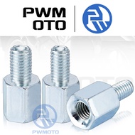 PWMOTO universal Side mirror bolt adaptor for motorcycle MOTORCYCLE SIDE MIRROR ADAPTER BOLT SCREW Steel metal Made in China