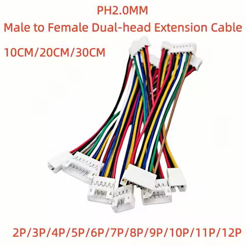 JST PH2.0 Extension Line 2P/3P/4P/5/6/7/8/9/10/11/12Pin PH 2.0mm Male To Female Connector With Cable