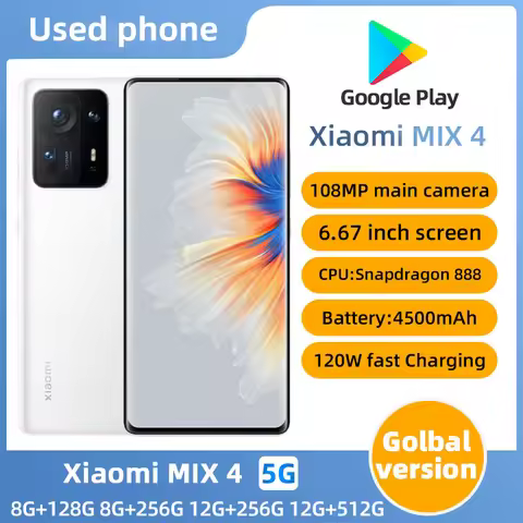 Xiaomi MIX 4 5g SmartPhone Snapdragon 888 plus 6.67" OLED 120hz Screen 108MP Camera 4500mAh 120W Cha