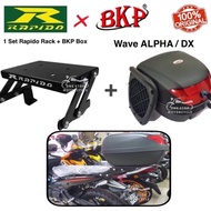 (1 SET) BKP BOX+RAPIDO ADJUSTABLE RACK FOR HONDA WAVE ALPHA / CX