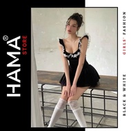 HAMA STORE H115 white ruffle lace dress - Lovely pleated shape [White; Black]