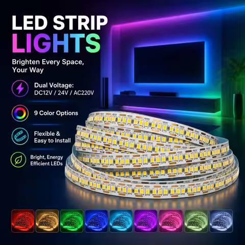 SMD2835 LED Strip 120LEDs/M DC12V/24V AC220V 0.5M-5M 3000K-6000K Colorful Flexible Tape for DIY TV B