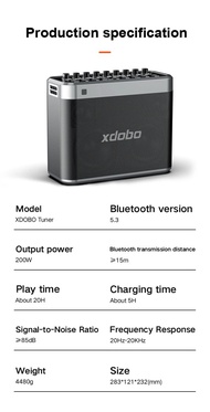 Ready Xdobo Tuner 200W Big Power Powerful Portable Bluetooth Speaker