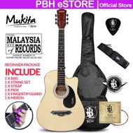Mukita by BLW 38 Inch Cutaway Acoustic Guitar / Gitar Akustik Starter Pack Beginner Package