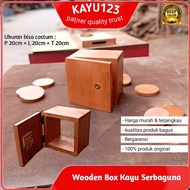 KAYU Multipurpose Wooden Box 20x20x20 cm Lock+Hinge Box Multifunction