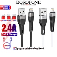 Borofone BX46 High quality silicone fast charging cable 2.4A data transmission cable 1m long - Genui
