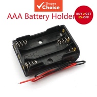 AAA Battery Storage Case Plastic Storage Box Holder With Wire Leads For 3 Slot AAA 1.5V  Kotak Penyi