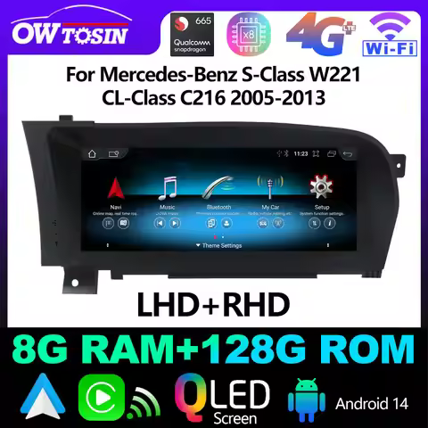 10.25" Android 14 Snapdragon 665 8G+128G Car Radio GPS Stereo For Mercedes Benz S/CL Class W221 C216