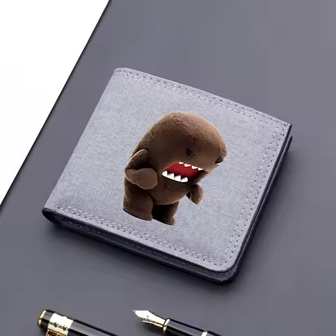Domo Kun Square Nylon Wallet Anime Cartoon Print Money Clip Boys Girls Kawaii Portable Card Holder C