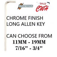 USA BONDHUS CHROME LONG HEX ALLEN KEY 11-19MM 7/16"-3/4" L-WRENCH HEXAGON DRIVER CWH TOOLS BLACK HAR