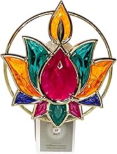 Bath and Body Works Diwali Lotus Flower Red, Green, And Purple Jeweled with Gold Nightlight Wallflow
