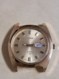 [1970年代古董錶] 日本 Urika 17石 雙曆自動機械錶 (Hamazawa 5026機芯 / 經典金色鮑魚殼)