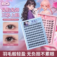 BQI No-Glue, No-Removal 10-Row Dog-Eye Style Lower Lashes, Natural Barbie Segmented No-Glue False Ey
