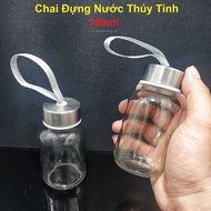 150ML Glass Water Bottle with hanging strapox