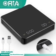 ORIA Coffee Scale 0.1G/3Kgตาชั่งอาหารดิจิตัลเครื่องชั่งการชั่งน้ำหนักอิเล็กทรอนิกส์พกพาพร้อมจอแสดงผลแอลอีดีจับเวลาสำหรับห้องครัวส่วนผสมเครื่องเพชรพลอยกาแฟ-USB ชาร์จไฟได้