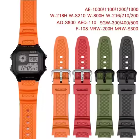 Strap for Casio AE-1000W 1200 AQ-S810W/S800W SGW-400H/500H/800H W-735H 216H AEQ-110W Men Silicone Ru