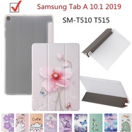 For Samsung Tab A 10.1 2019 Sm-T510 T515 Ultra Thin Three Fold Flip Full Protective TPU Case Cover