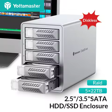 Yottamaster 2/4/5Bay RAID USB3.0 5Gbps 2.5/3.5" SATA SSD HDD Docking Station 150W Power With Cooling