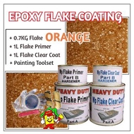 ORANGE FLAKE • Epoxy Flake Coating Set c/w Painting Toolset • Refurnishing Floor • No Hacking • Waterproofing